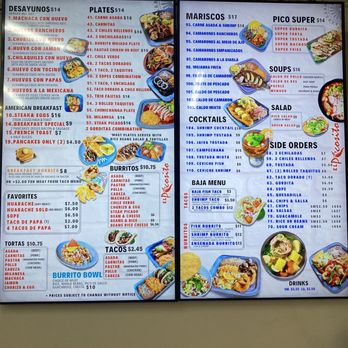 Picositos Mexican Restaurant menu 2